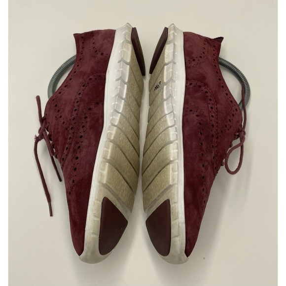 Cole Haan Women's Zerogrand Wingtip Suede Oxford Shoes Maroon Size 8.5 B - Picture 5 of 8